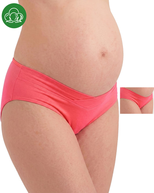 Organic Cotton Antimicrobial Maternity Panty-IMP102-Bright Pink_Bright Pink