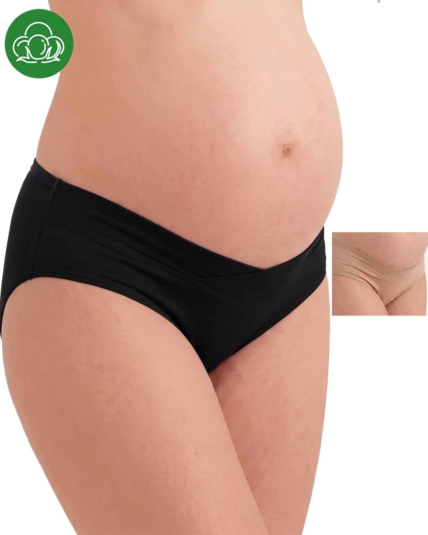 Organic Cotton Antimicrobial Maternity Panty (Pack Of 2)-IMP102-Skin_Black-