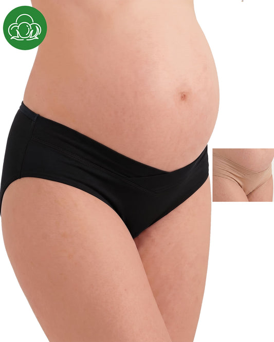 Organic Cotton Antimicrobial Maternity Panty (Pack Of 2)-IMP102-Skin_Black-