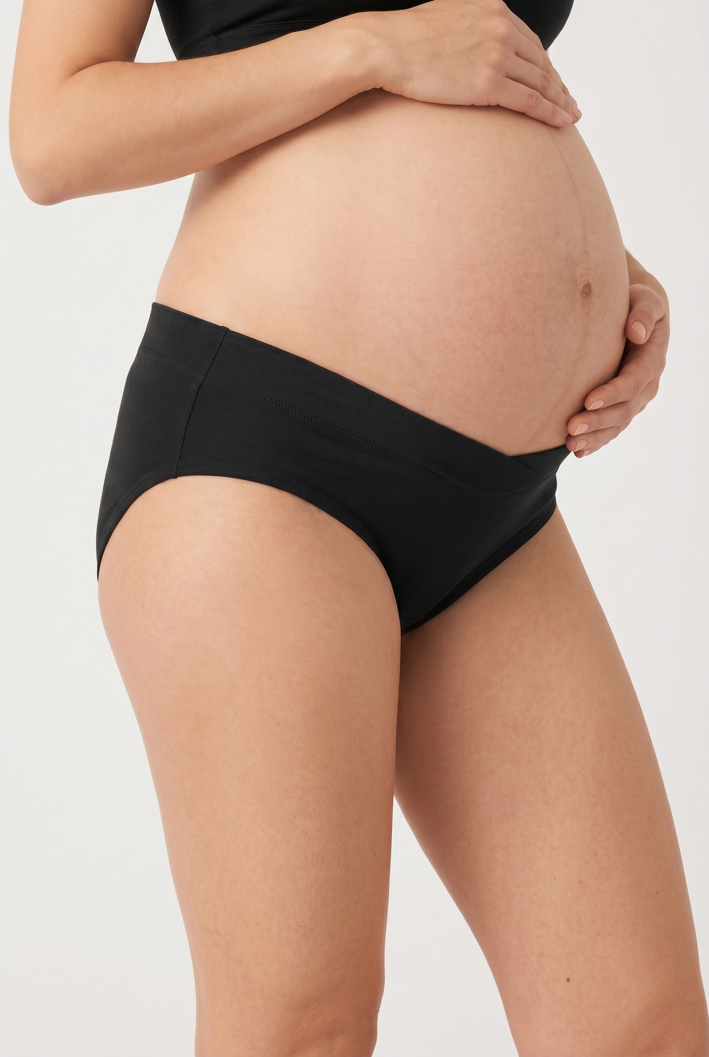 Organic Cotton Antimicrobial Maternity Panty-IMP102-Black_Bright Pink