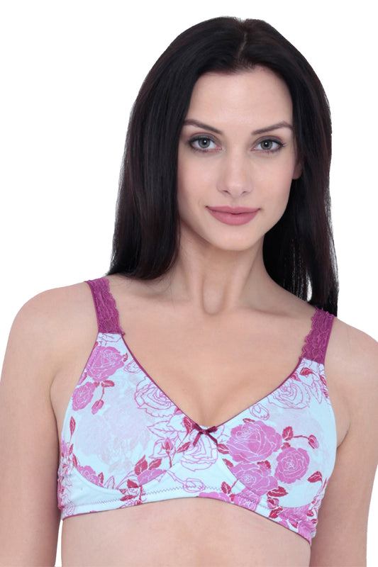 Organic Cotton Antimicrobial Lace Back Lightly Padded Non-wired Bra-ISB040-