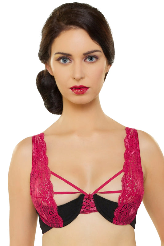 Organic Cotton Antimicrobial Front laced Lightly Padded Wired Bra-ISB048-