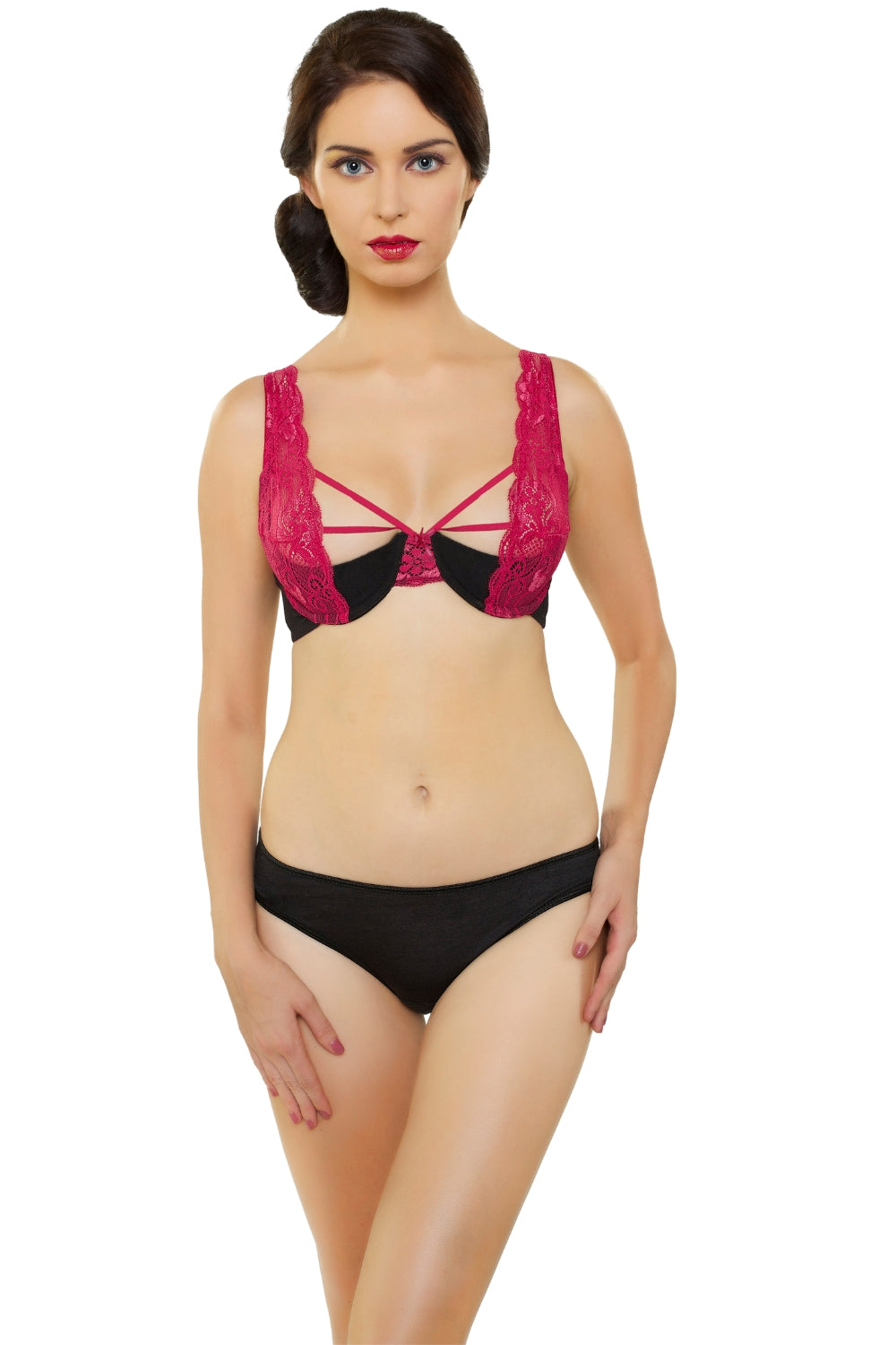 Organic Cotton Antimicrobial Front laced Lightly Padded Wired Bra-ISB048-