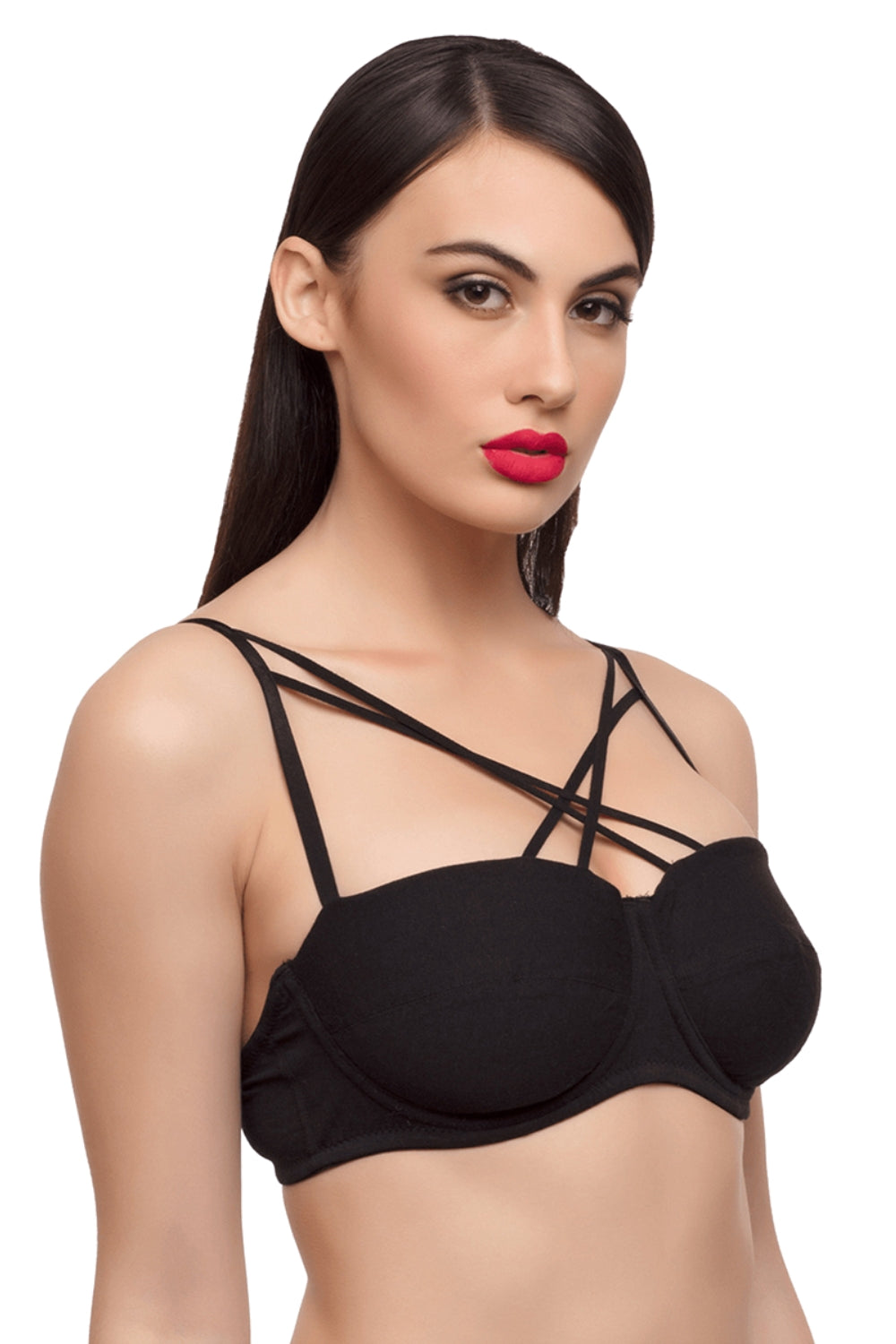 Organic Cotton  Antimicrobial Padded Underwired Criss-cross Cage Bra-ISB055-