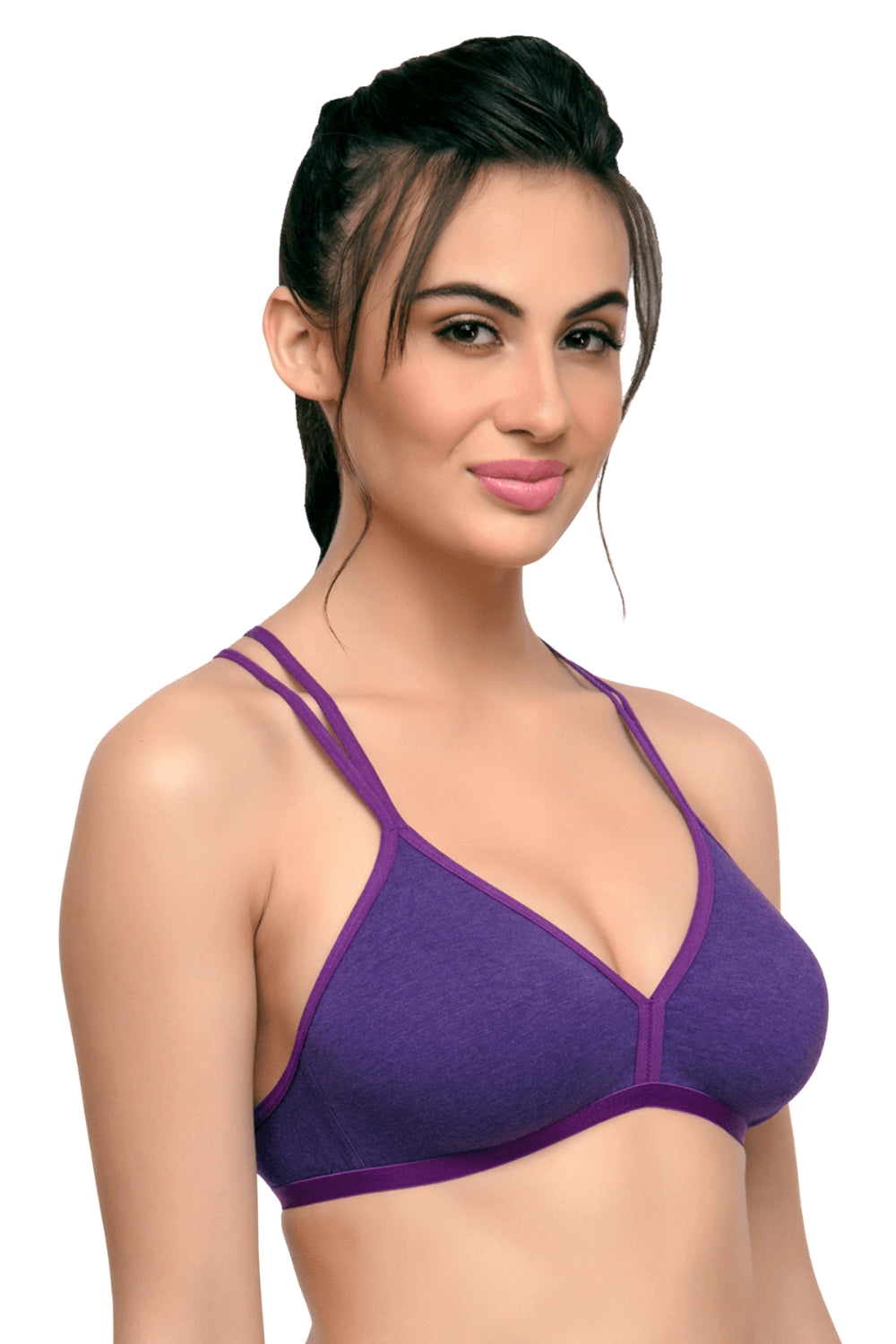 Organic Cotton  Antimicrobial Non-wired Non-padded String-back Bralette(Pack of 3)-ISB092_92_92-