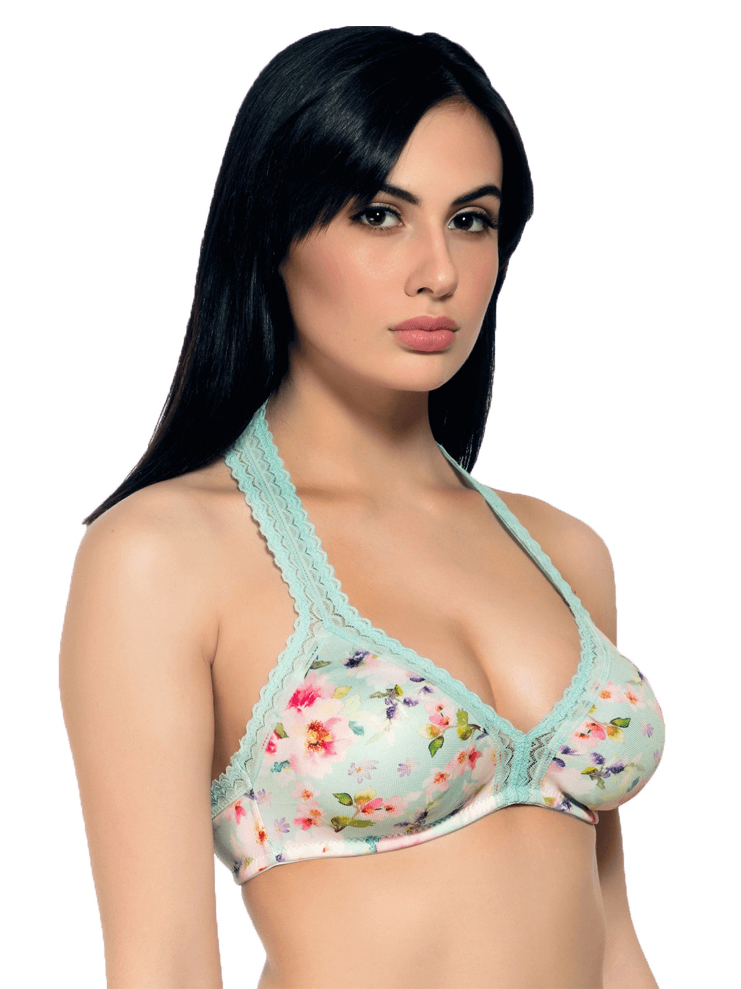 Organic Cotton  Blended Antimicrobial Non-wired Lace touch Bralette-ISB094-