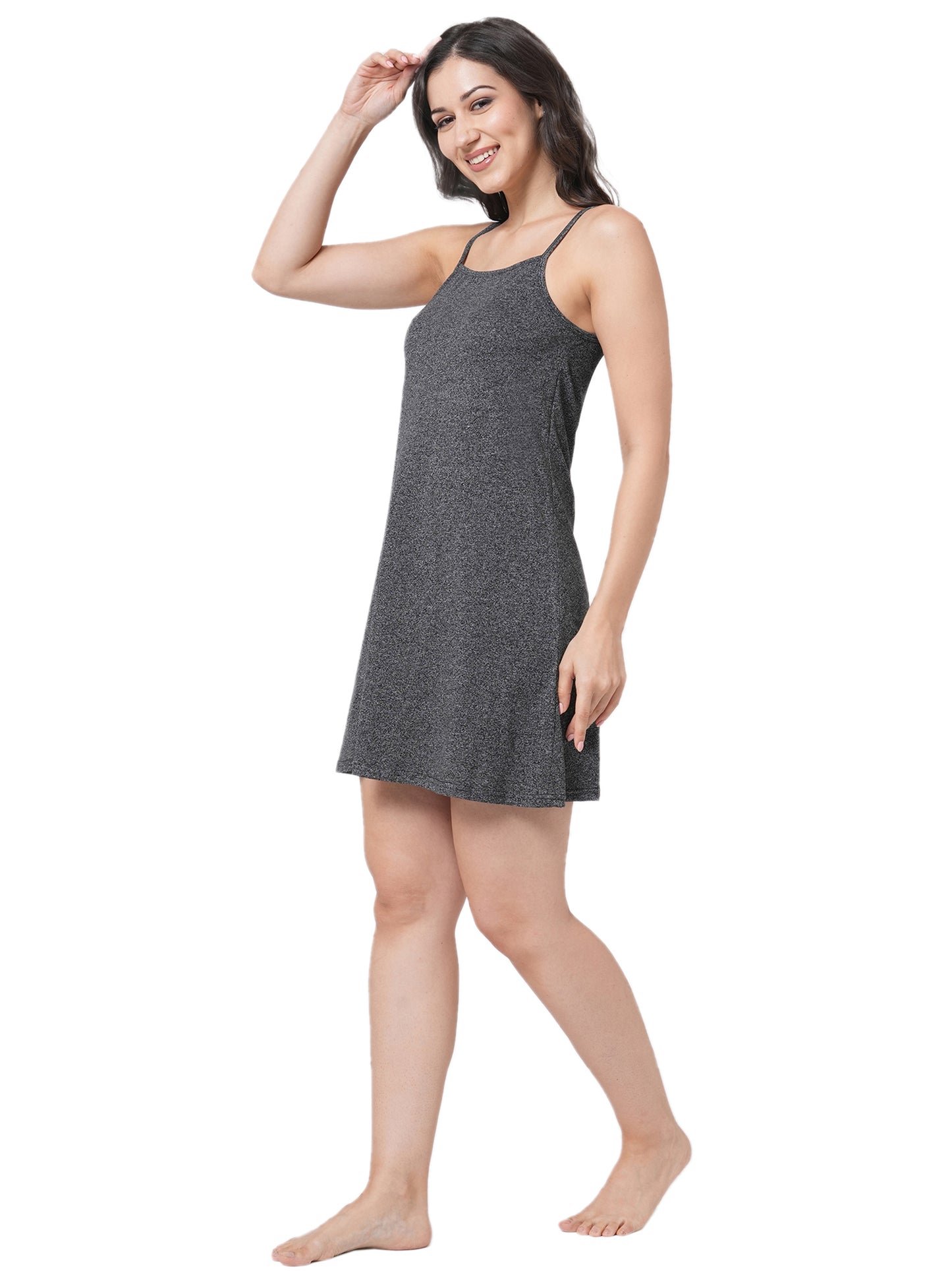 Organic Cotton Nightdress ISL063-Dark Grey melange
