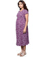 Organic Cotton Maxi Length Maternity Dress with short sleeves ISML017-Orchid Line Art