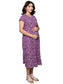 Organic Cotton Maxi Length Maternity Dress with short sleeves ISML017-Orchid Line Art