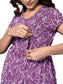 Organic Cotton Maxi Length Maternity Dress with short sleeves ISML017-Orchid Line Art