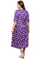 Organic Cotton Long Length Maternity Dress with 3/4th sleeves ISML016-Violet Sakura