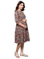 Organic Cotton Knee Length Maternity Dress with 3/4th sleeves ISML020-Brown Vintage Garden