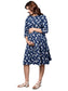 Organic Cotton Knee Length Maternity Dress with 3/4th sleeves ISML019-Navy Petals