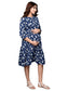 Organic Cotton Knee Length Maternity Dress with 3/4th sleeves ISML019-Navy Petals