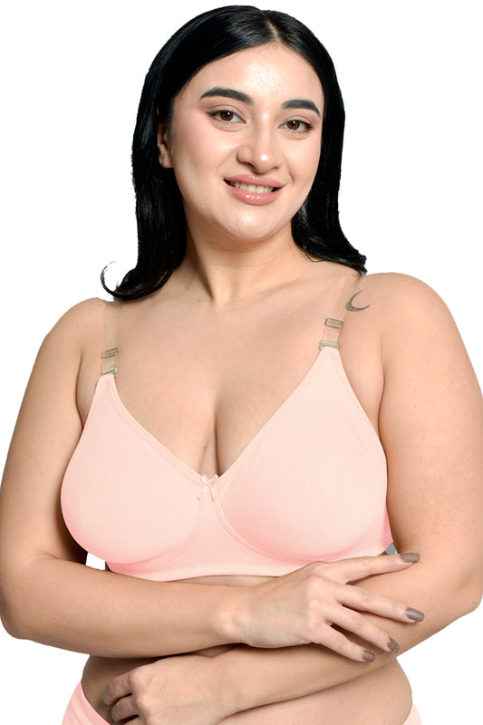 Organic Cotton Antimicrobial Backless Non-Padded Seamless Bra-ISB100-Baby Pink