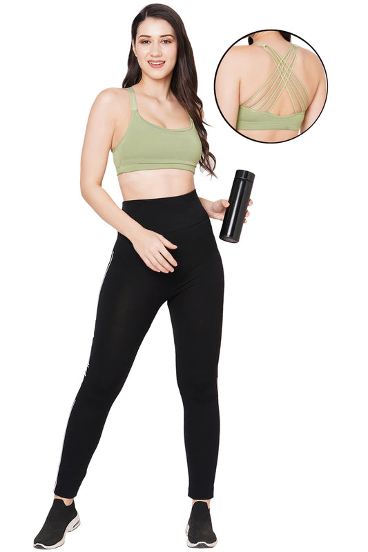 Organic Cotton Antimicrobial Low Impact sports bra with removable pads-ISB112-Avocado-