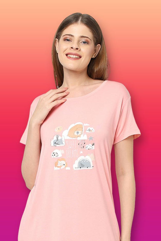 Modal Sleep Tee-ISL020-Peach