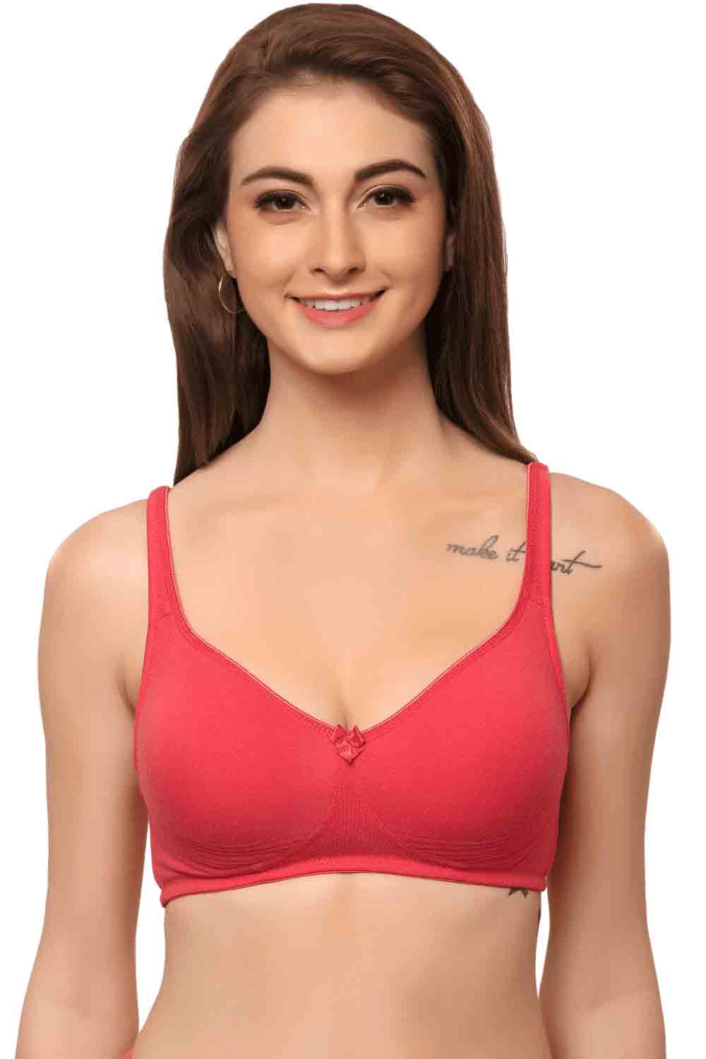 Organic Cotton  Antimicrobial  Seamless Side Support Bra (Pack of 3)-ISB057-B.Pink_B.Pink_Pink Lace Print-