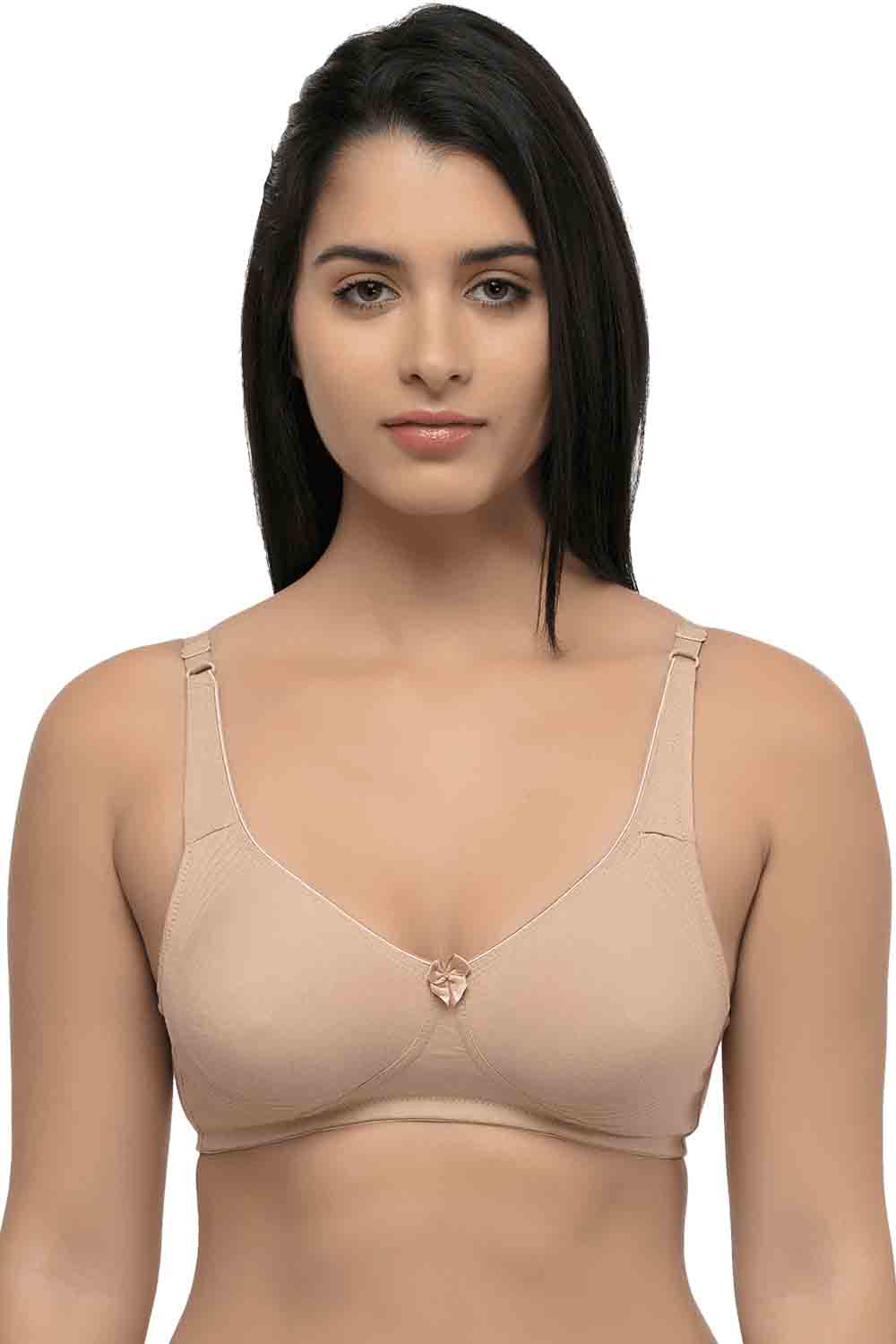 Organic Cotton  Antimicrobial  Seamless Side Support Bra (Pack of 3)-ISB057-Skin_Skin_Black-