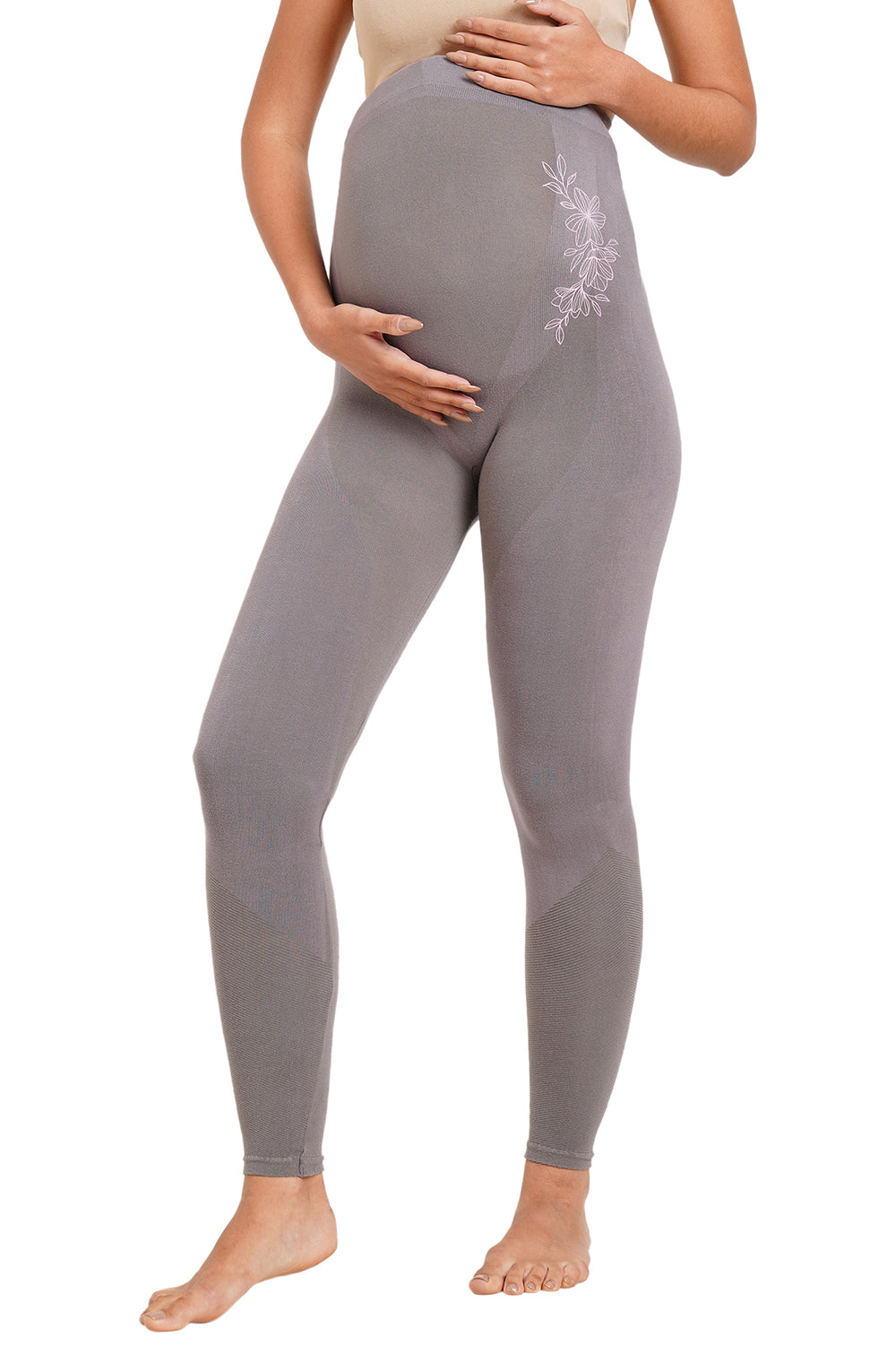 Super soft Bamboo Fibre Antimicrobial Seamless maternity  legging-ISML003-Steel Grey