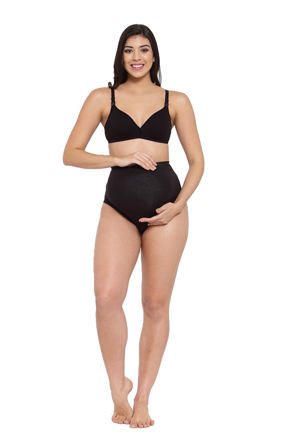 Organic Cotton Antimicrobial Maternity Panty- Pack of 2-IMPC101-Black_Black-