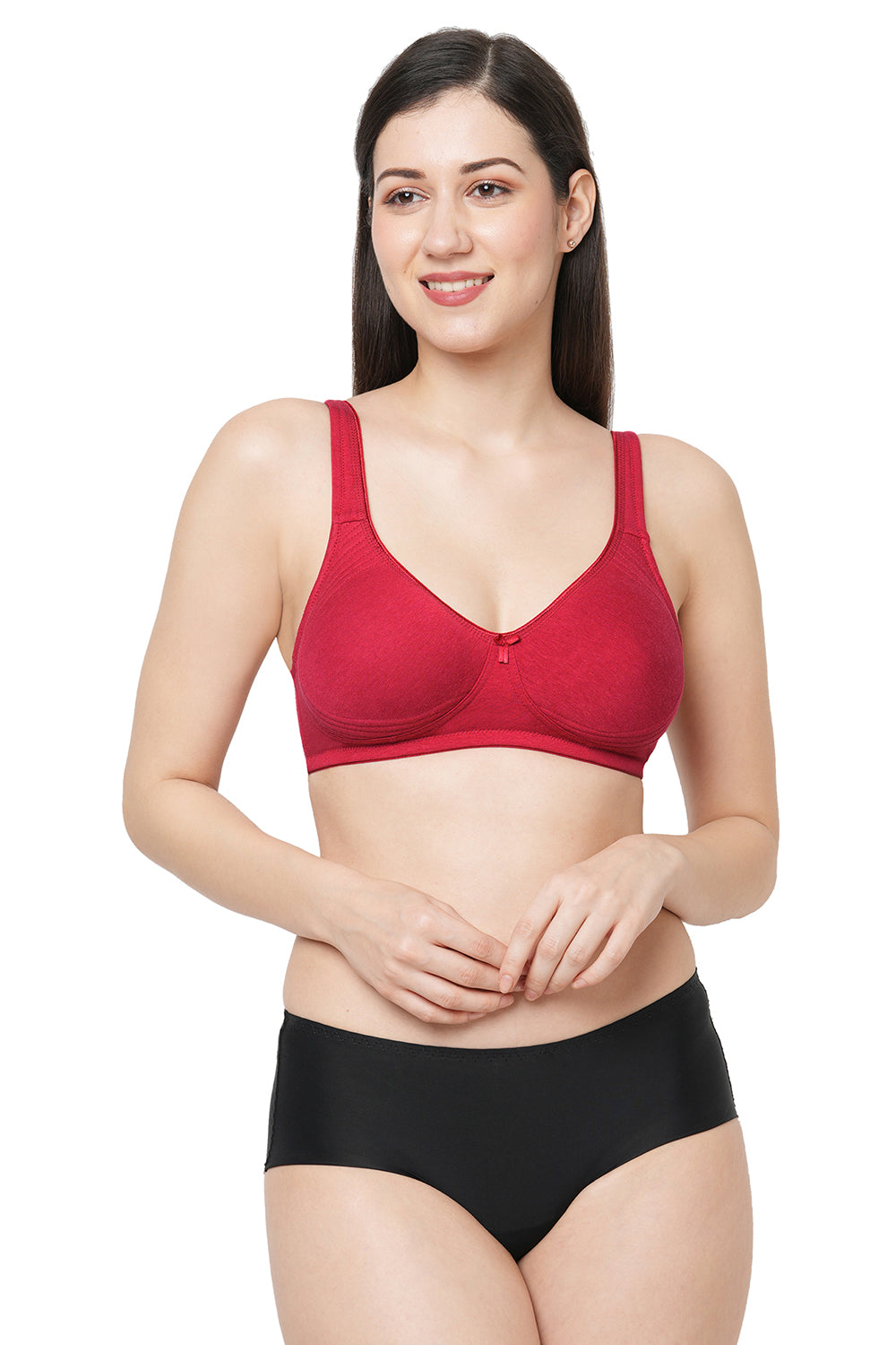 Organic Cotton  Antimicrobial  Seamless Side Support Bra-ISB057-Maroon-