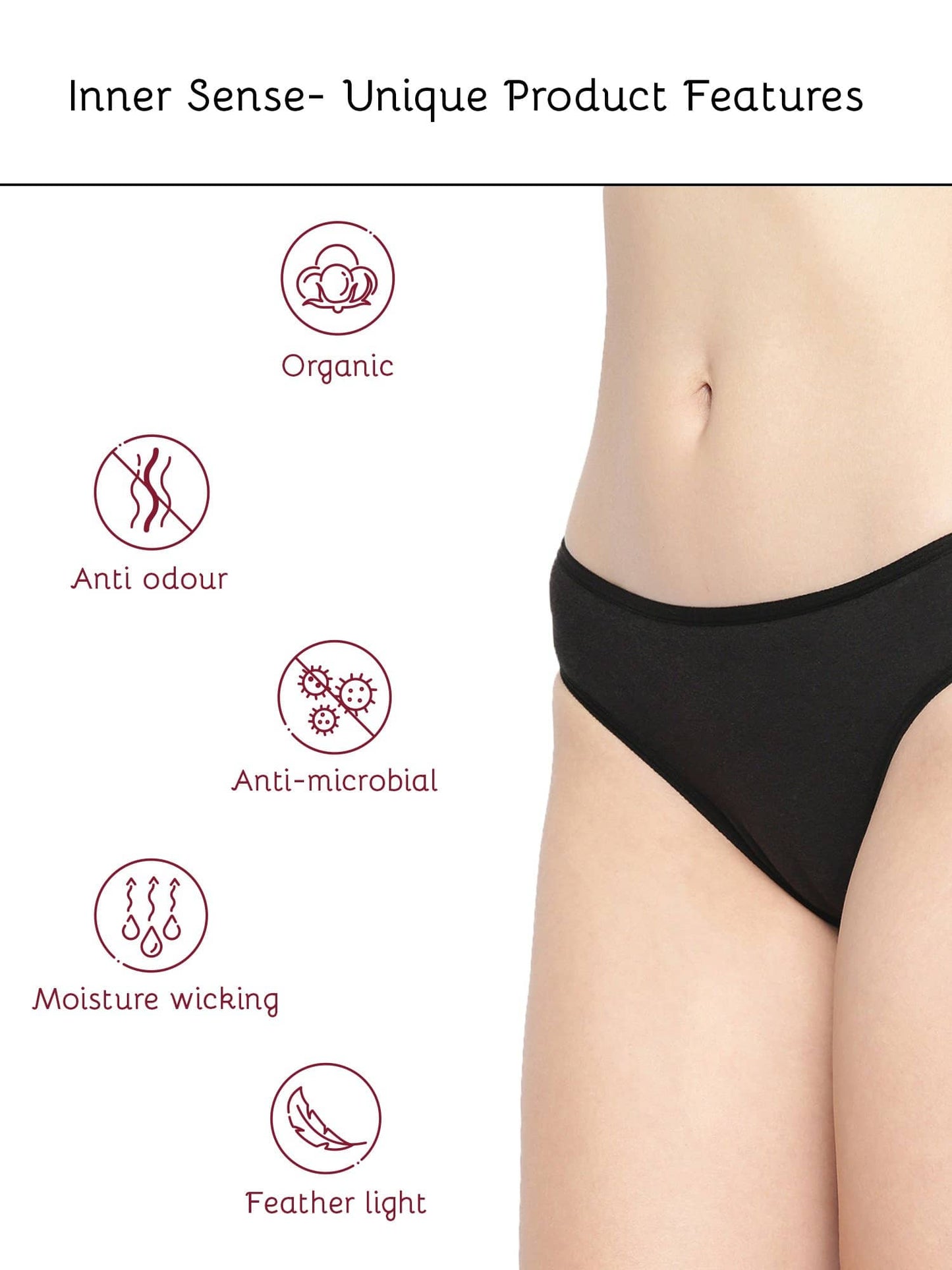 Organic Cotton Antimicrobial Bikini (Pack Of 2)-IMP004-Black_Black-