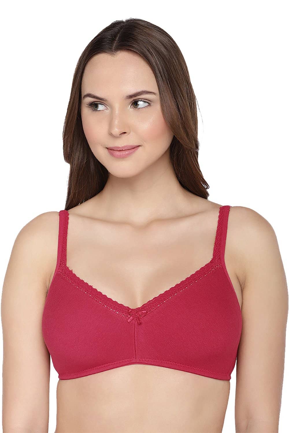 Organic Cotton Antimicrobial Soft Laced Bra-ISB017-Maroon-
