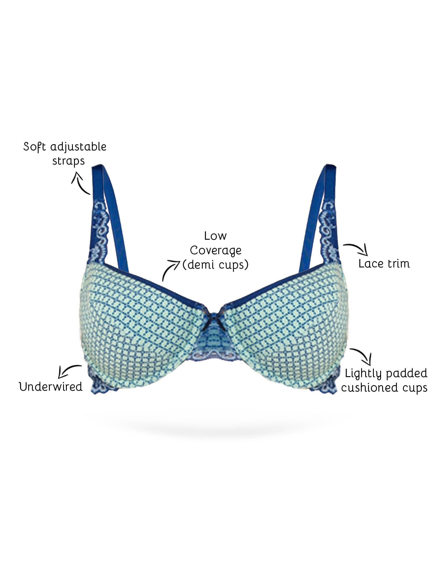Inner Sense Organic Cotton Antimicrobial Underwired Lightly Padded Lace Bra