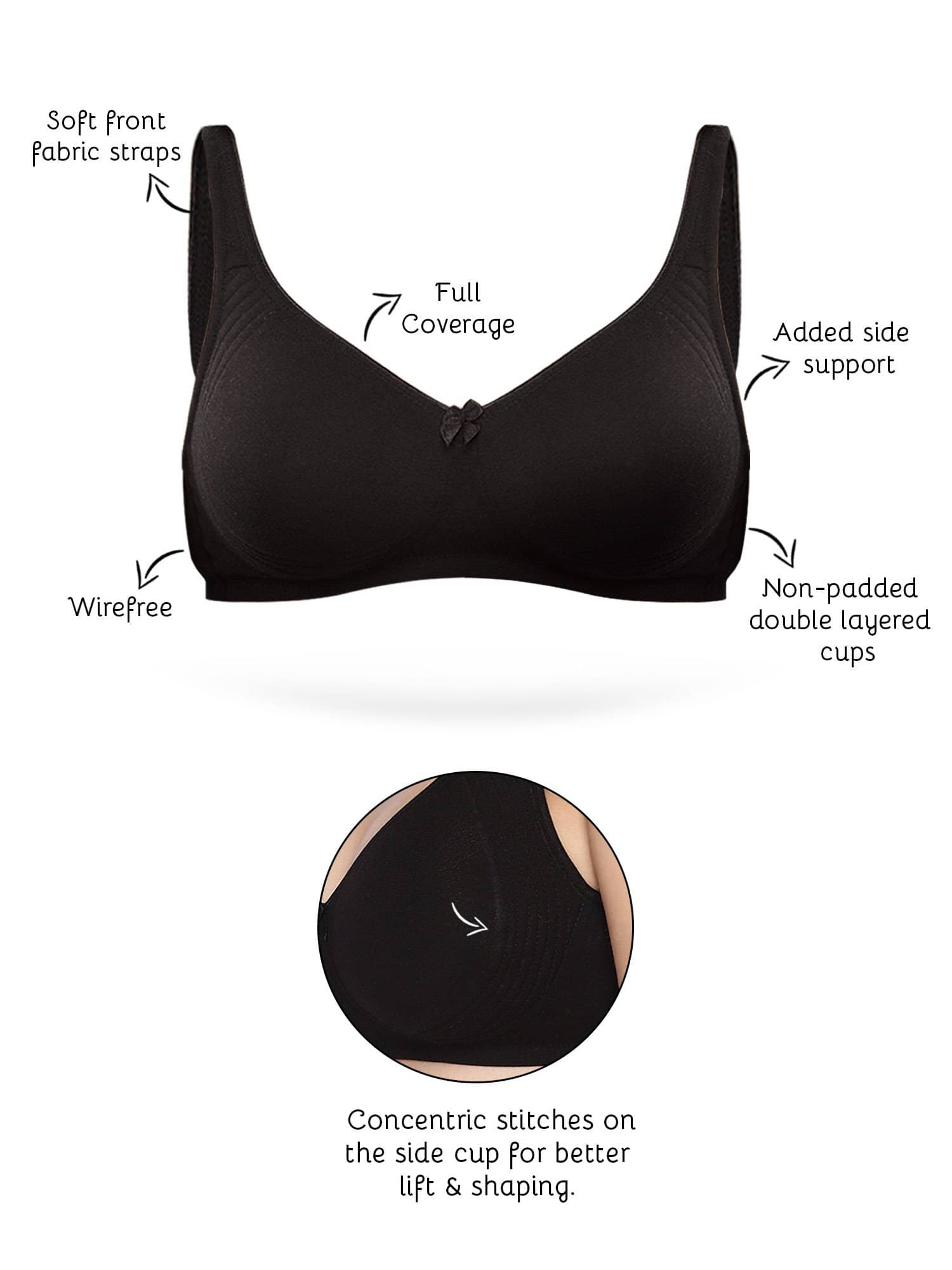 Buy InnerSense Organic Cotton Anti Microbial Seamless Side Support Bra  (Pack Of 3) - Assorted at Rs.2064 online