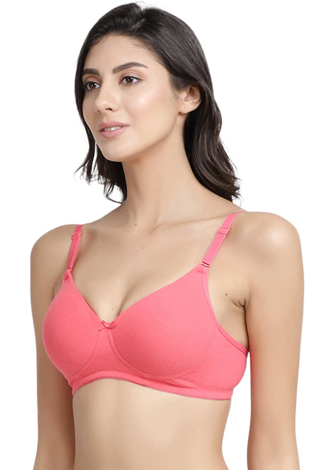 Organic Cotton  Antimicrobial Wire-free Padded Bra (Pack of 2)-ISB068-Bright Pink_M.White-