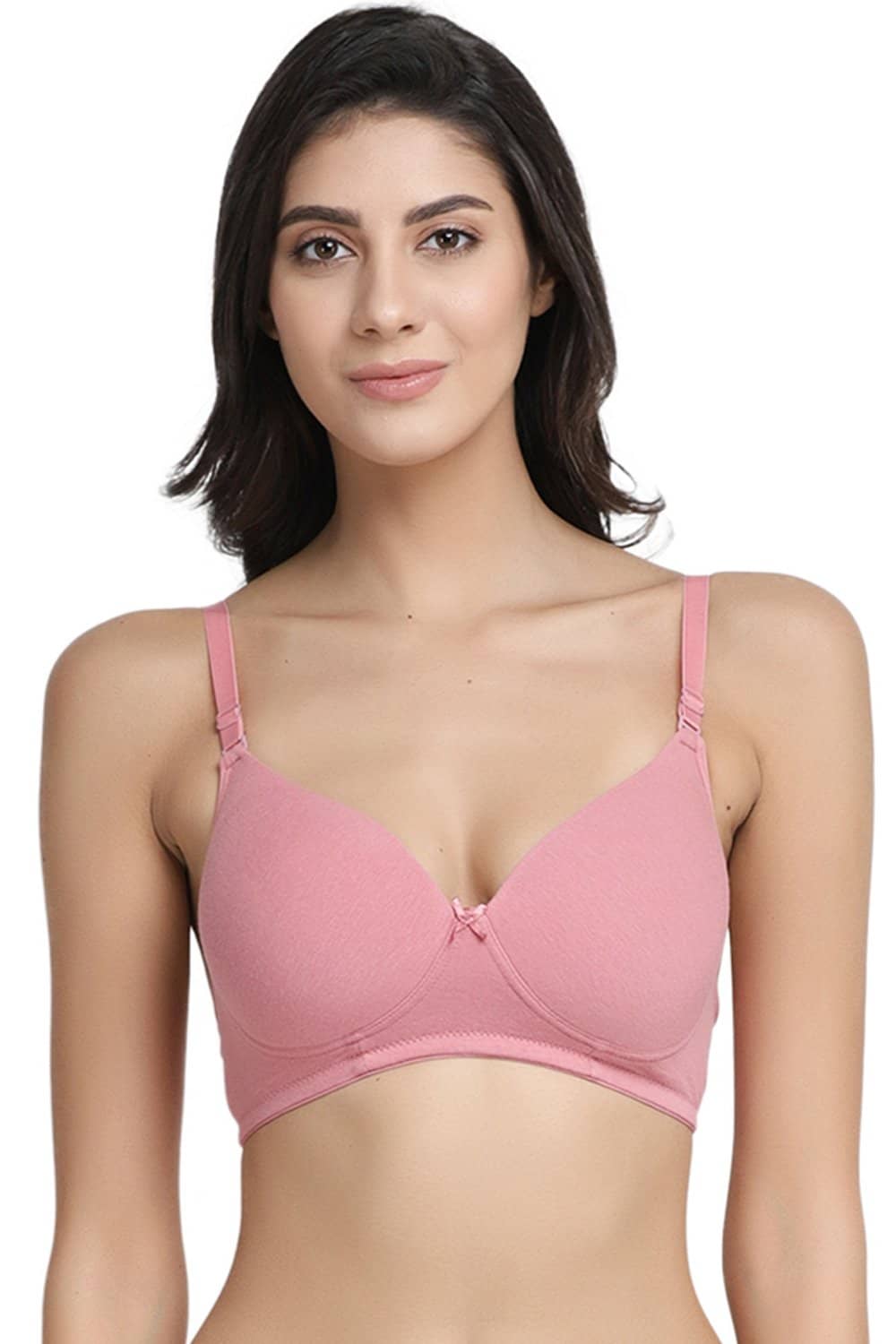 Organic Cotton  Antimicrobial Wire-free Padded Bra (Pack of 3)-ISB068-Mauve_Mauve_Coral Pink-