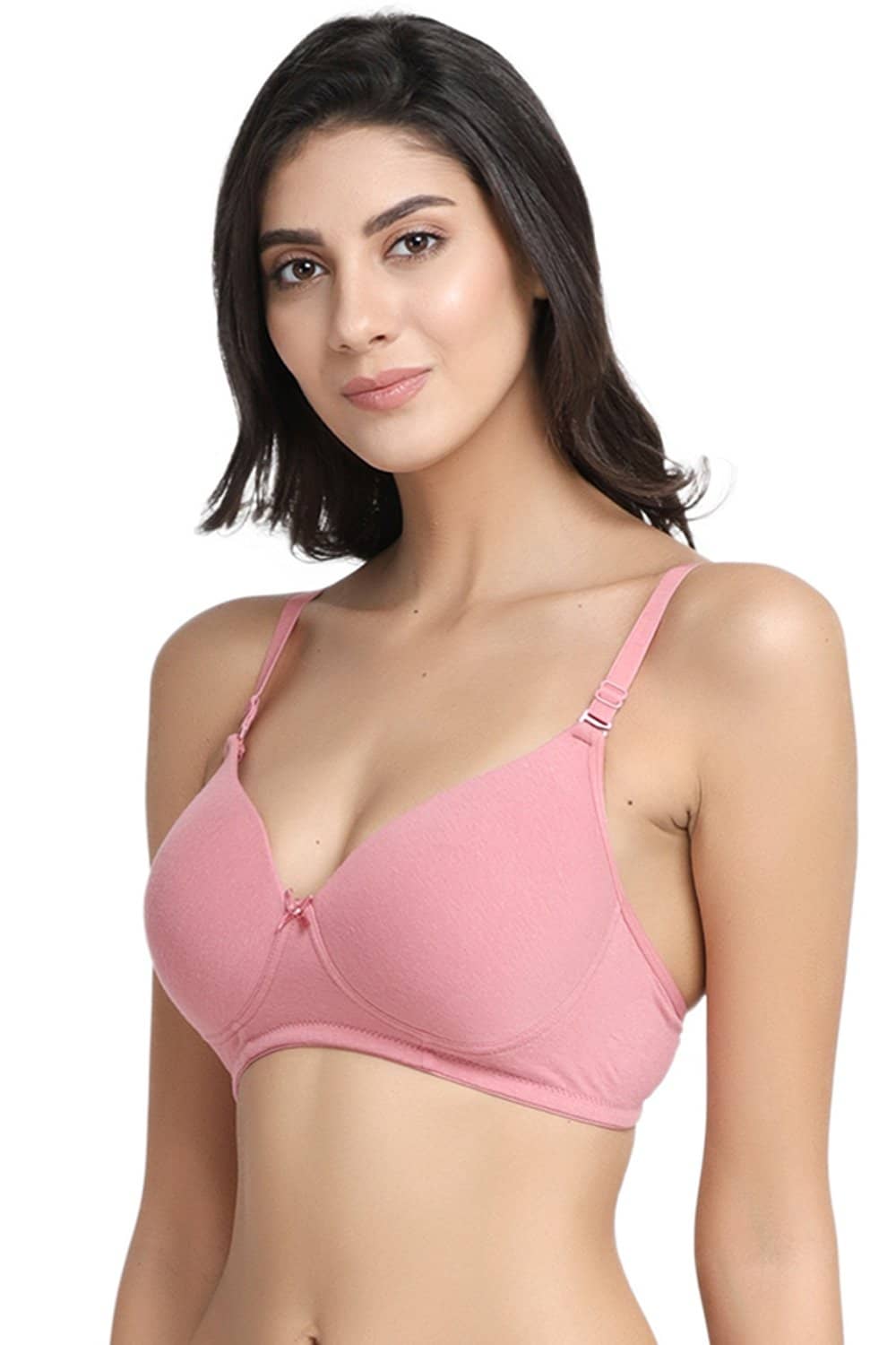 Organic Cotton  Antimicrobial Wire-free Padded Bra (Pack of 3)-ISB068-Mauve_Mauve_M.White-
