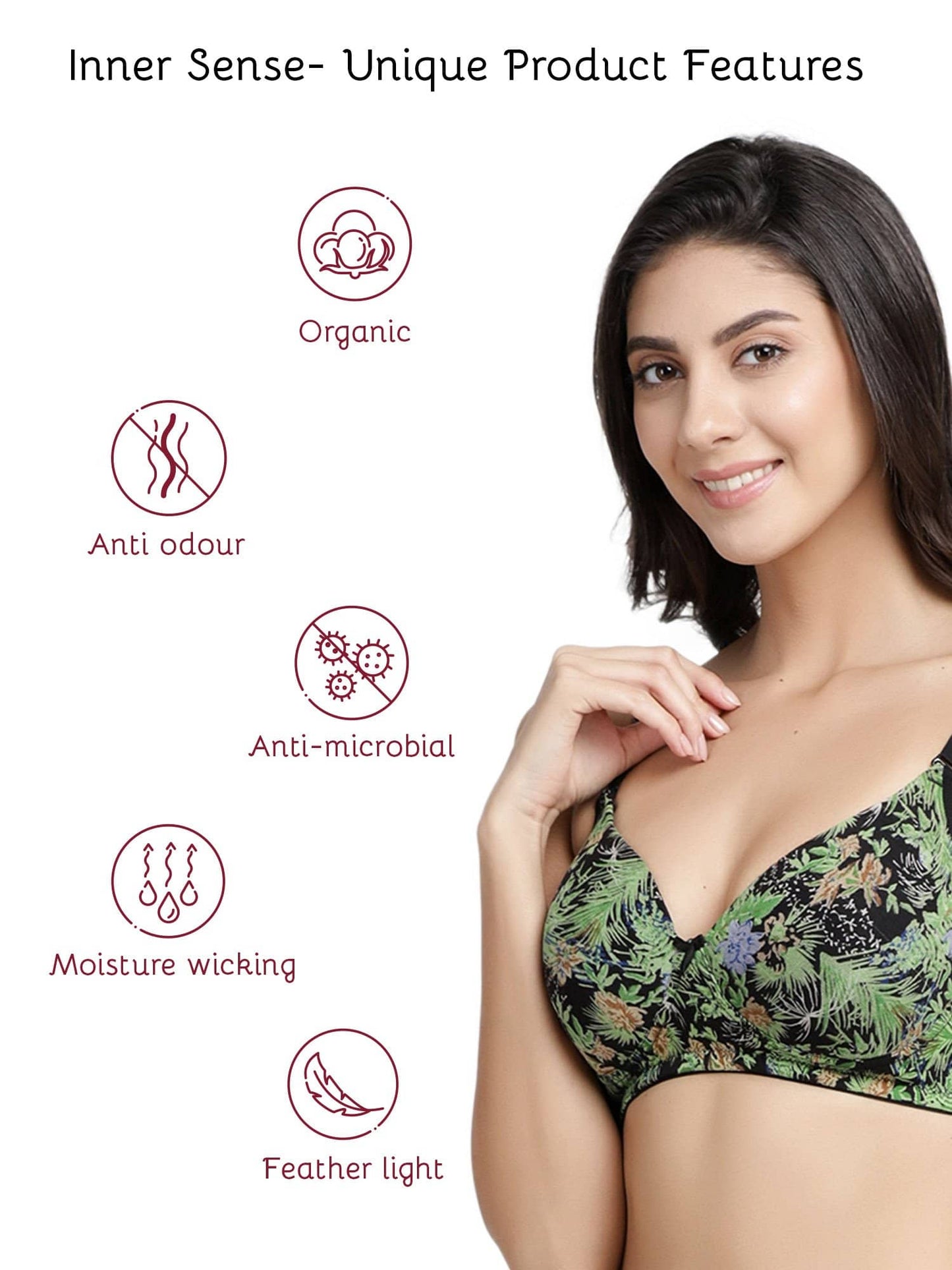 Organic Cotton  Antimicrobial Wire-free Padded Bra (Pack of 2)-ISB068-Coral Pink_Jungle Print-