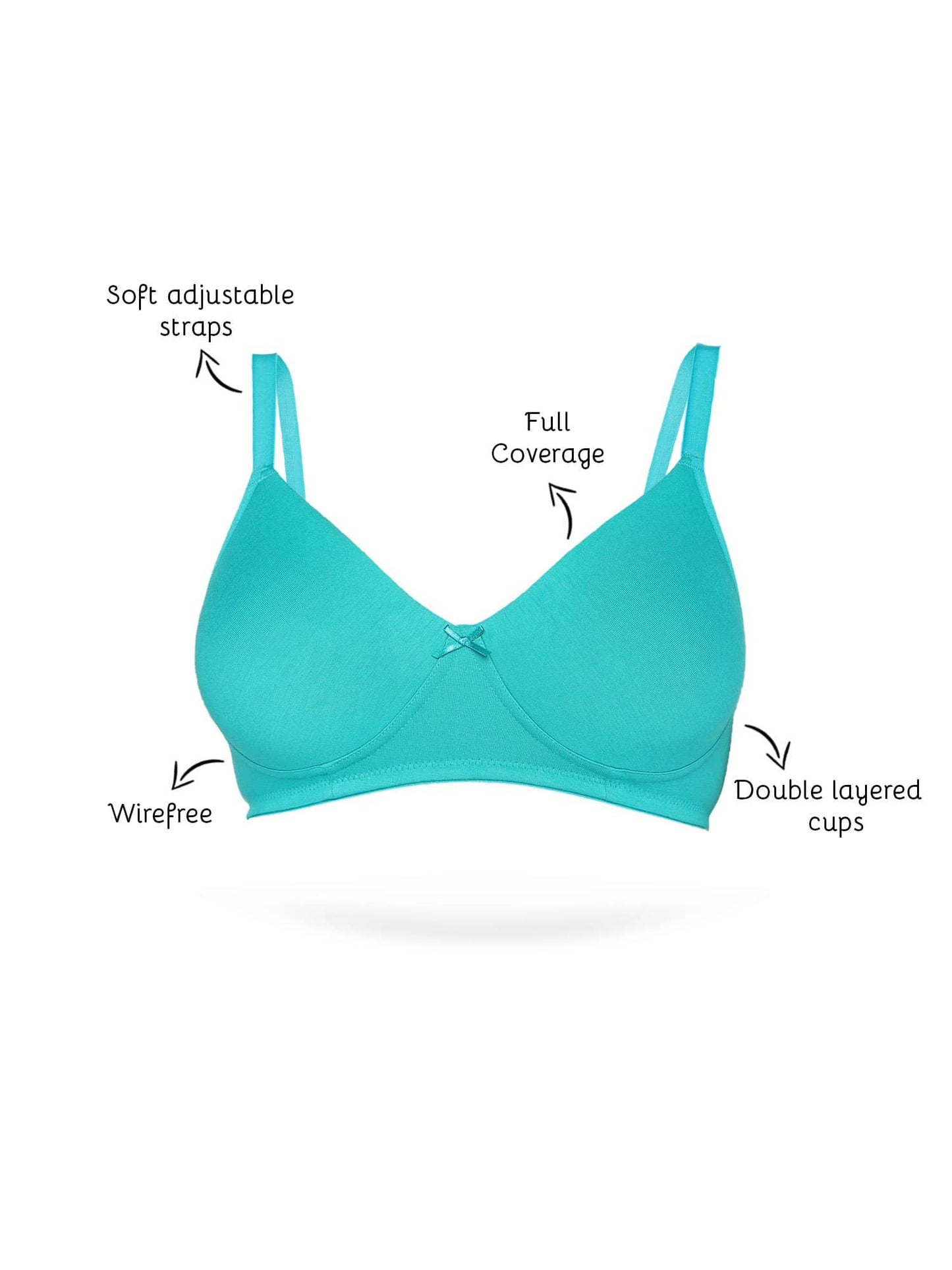 Organic Cotton  Antimicrobial Seamless Everyday Bra-ISB084-Peacock Green-