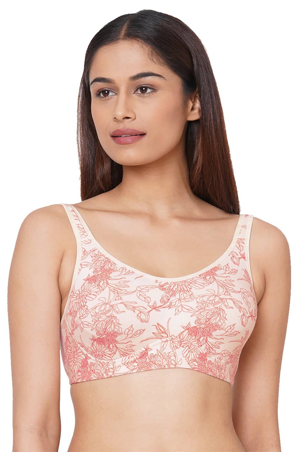 Organic Cotton Antimicrobial Soft Cup Full Coverage Bra-ISB097-Carrot Print-