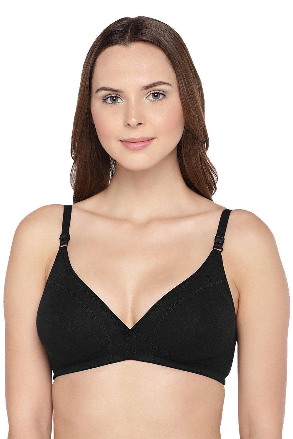 Organic Cotton Antimicrobial Seamless Triangular Bra with Supportive Stitch (Pack of 3)-ISB099-_Black_Black_Skin-