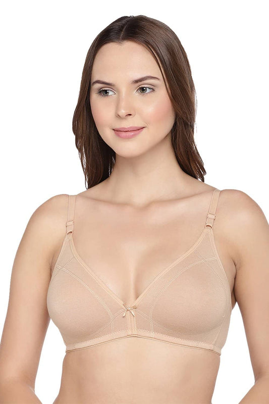 Organic Cotton Antimicrobial Seamless Triangular Bra with Supportive Stitch-ISB099-Skin-