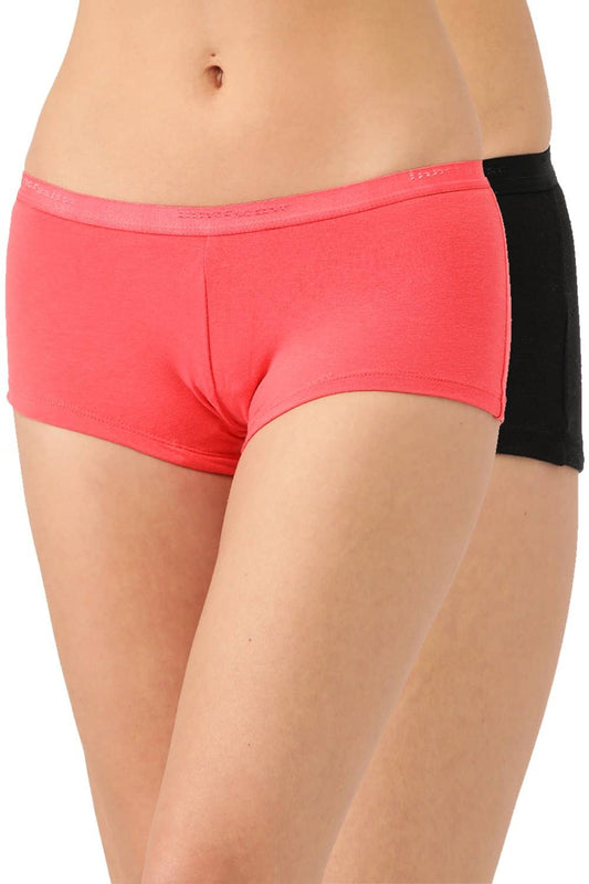 Organic Cotton Antimicrobial BoyShorts (Pack Of 2)-ISP038-Black_Bright Pink-