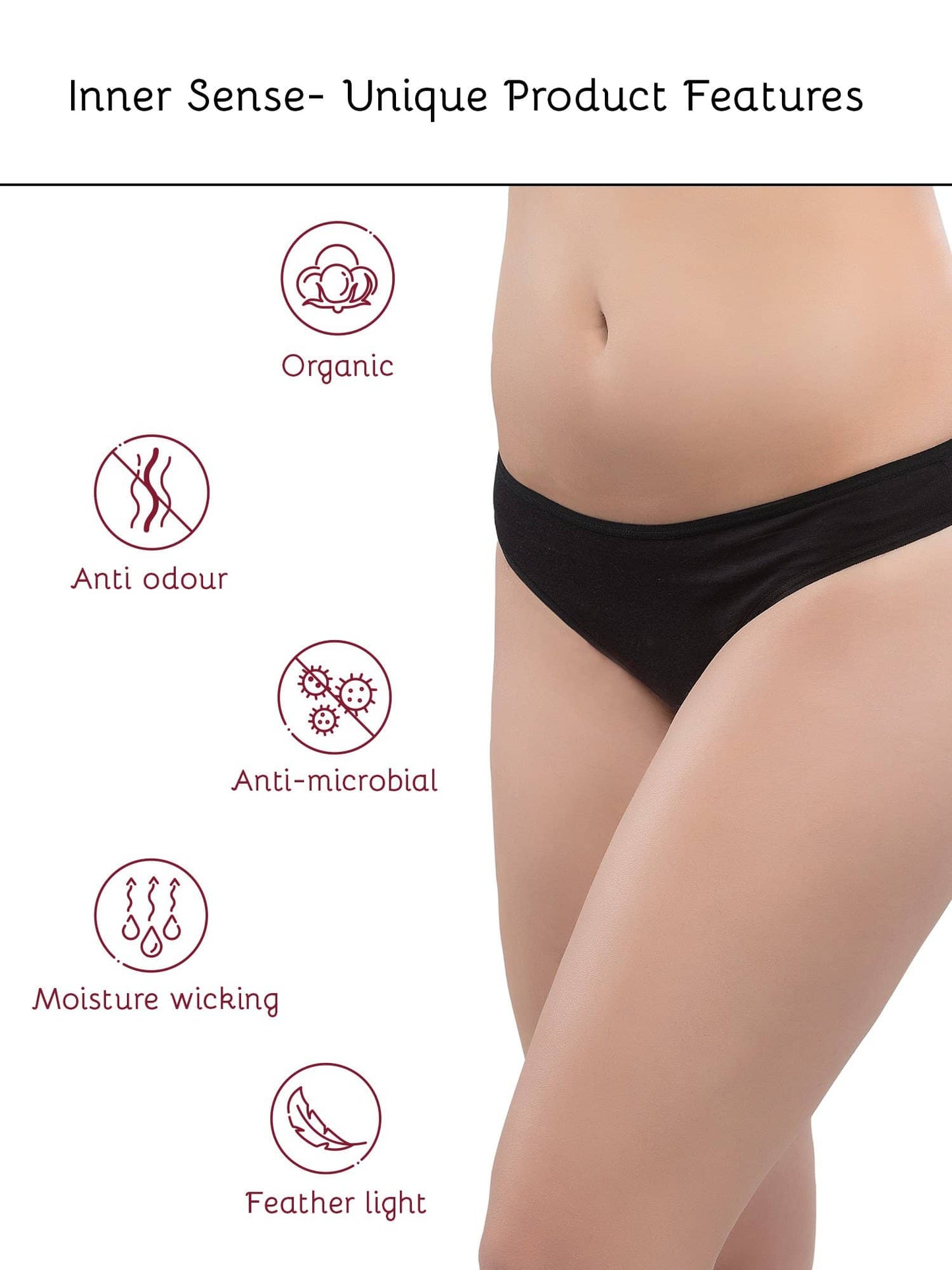 Organic Cotton Antimicrobial Thong (Pack Of 2)-ISP054-Black_Black-