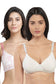 Organic Cotton  Antimicrobial Wire-free Padded Bra (Pack of 2)-ISB068-Coral Pink_M.White-