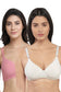 Organic Cotton  Antimicrobial Wire-free Padded Bra (Pack of 2)-ISB068-Mauve_M.White-