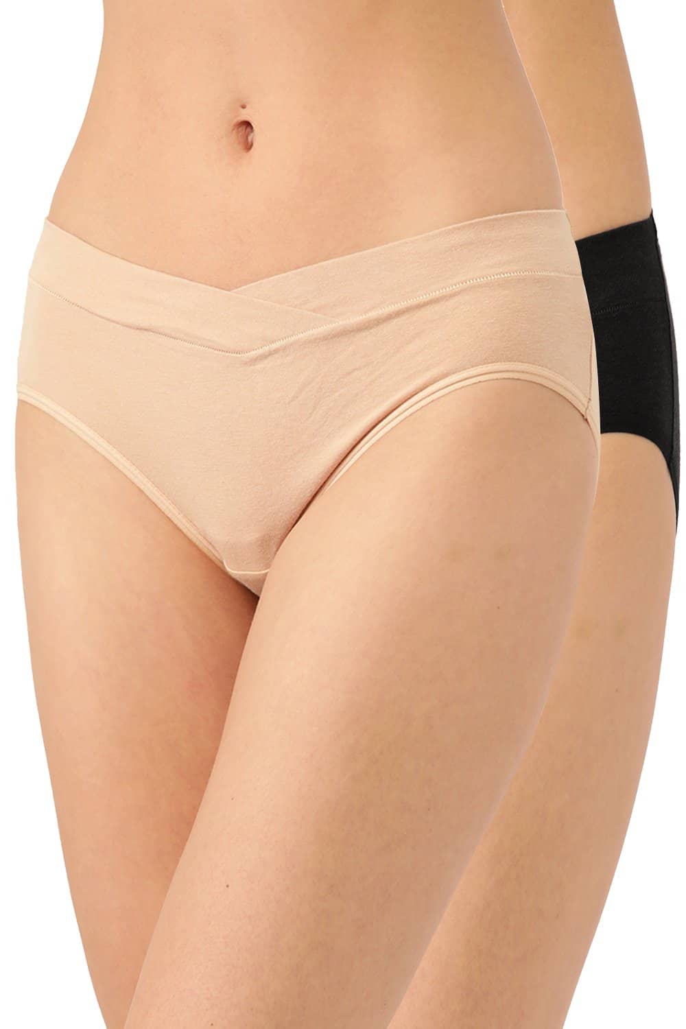 Organic Cotton Antimicrobial Maternity Panty (Pack Of 2)-IMP102-Skin_Black-