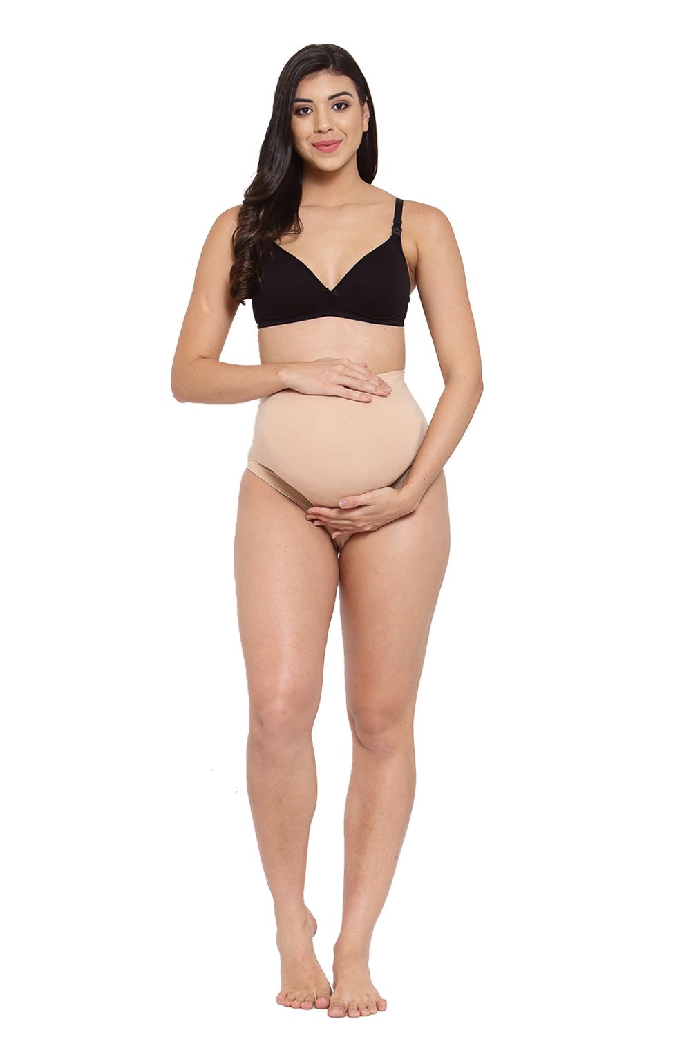 Organic Cotton Antimicrobial Maternity Panty- Pack of 2-IMPC101-Skin_Black