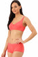 Organic Cotton  Antimicrobial  Seamless Side Support Bra & Panty Set-ISBP057-Bright Pink-